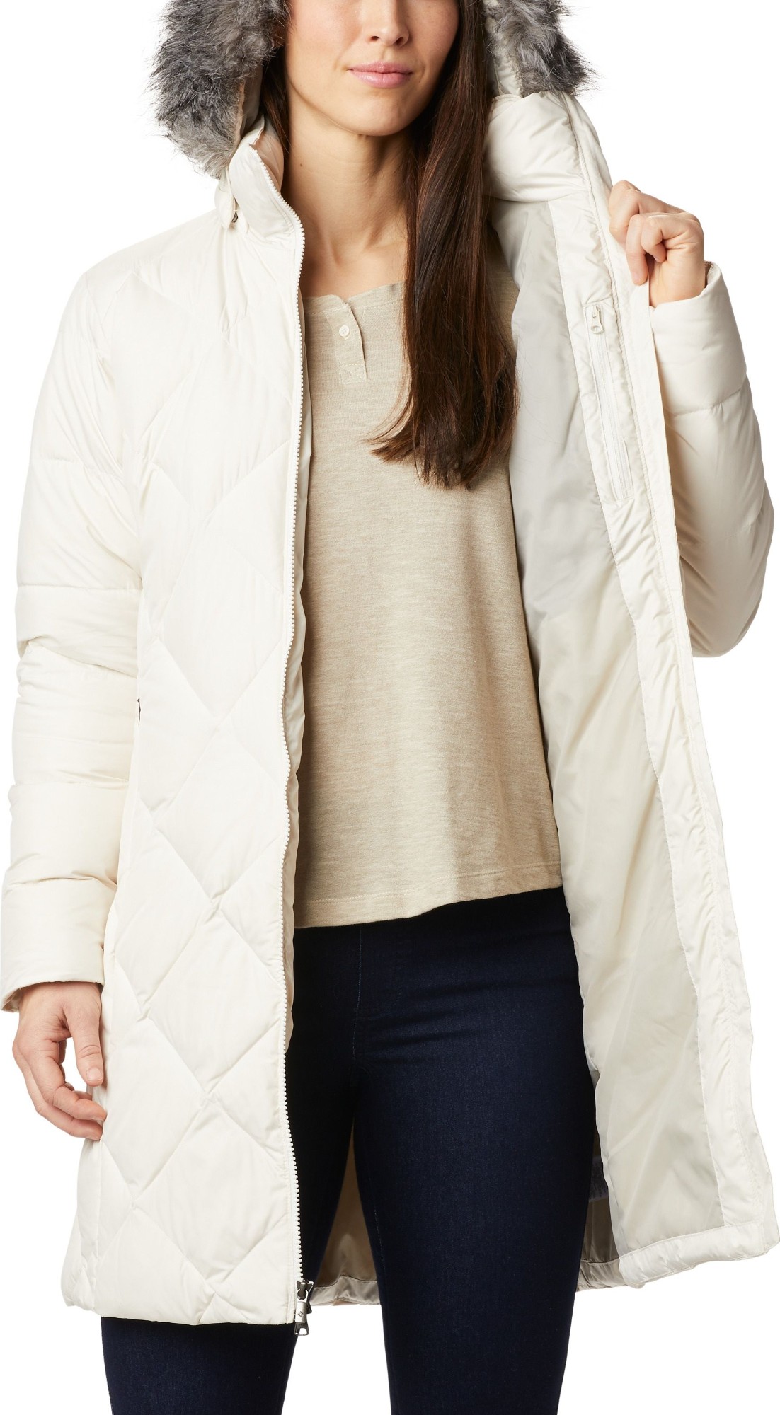 columbia mid length down jacket